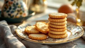 Biscotti al burro dorati pronti da servire.