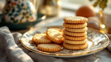 Biscotti al burro dorati pronti da servire.