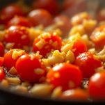 pomodori con aglio in padella