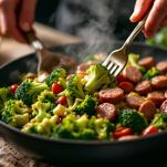 Broccoli e salsiccia in padella