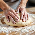 Fasi della lavorazione dell'impasto per la pizza capricciosa