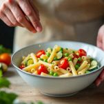 pasta fredda con piselli e pomodori