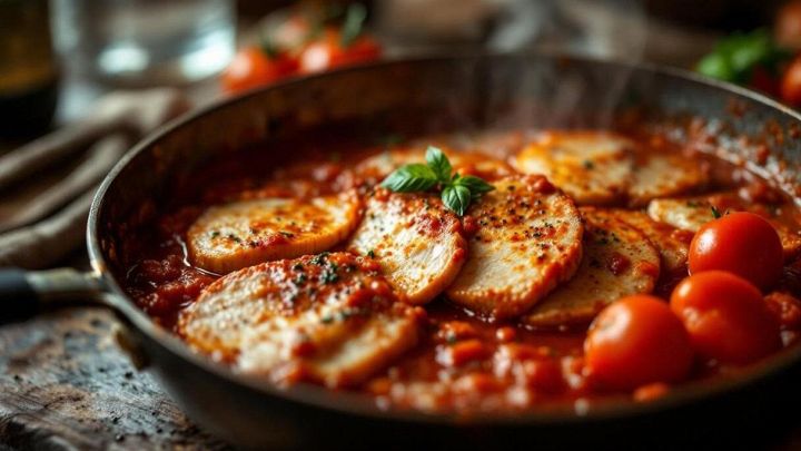 Carne al pomodoro nel piatto