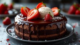 Torta al cioccolato con fragole e ganache lucida