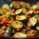 zucchine dorate in padella con pancetta