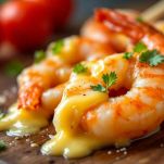 Condimento degli spiedini di gamberoni