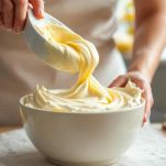 Assemblaggio torta all’ananas con panna e ribes
