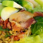 Farro con verdure e speck