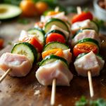 spiedini di pesce con zucchine e pomodorini