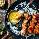 spiedini spennellati con la salsa