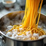 Pasta in cottura in pentola