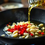 Padella con olio, aglio e peperoncino