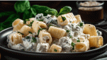 Rigatoni con ricotta e basilico