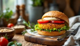 hamburger di ceci su piatto da portate