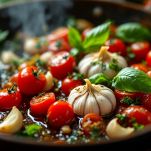 aglio e pomodori in padella