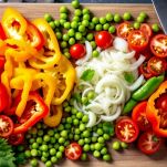 verdure tagliate per fare paella algherese