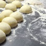 Dough balls and flour