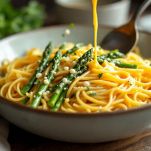Carbonara con asparagi pronta
