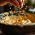 Impasto aromatizzato con noce moscata e curcuma.