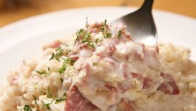 Risotto con squacquerone e pancetta