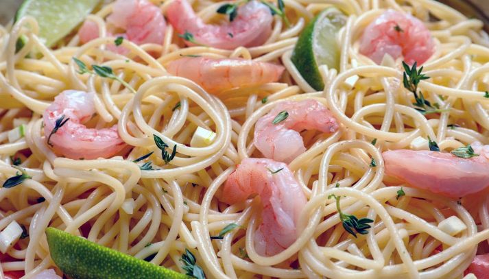 Spaghetti gamberi e lime