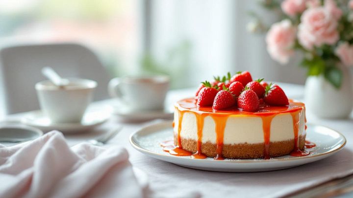 Cheesecake alle fragole con Philadelphia e panna