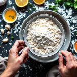 Ingredienti mescolati in una terrina.