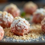 Polpette impanate con triplo passaggio in farina, uovo sbattuto e pangrattato