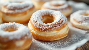 Bomboloni fritti dorati spolverati di zucchero