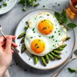 Asparagi e uova pronti per essere serviti
