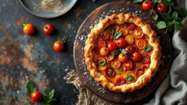 Tarte tatin salata con pomodorini e sfoglia dorata