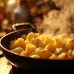 Unire le patate con cipolla e lardo