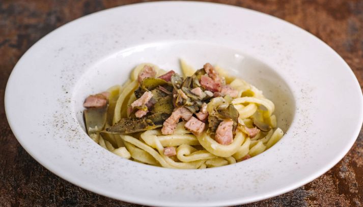 Scialatielli con carciofi e pancetta