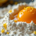 uovo nella farina 00 per crostata di ciliegie