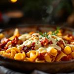 Aggiunta della besciamella alla pasta