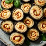 Fette di melanzana pronte per essere arrotolate.