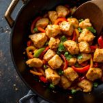 Pollo e peperoni in padella