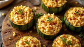 Zucchine tonde ripiene di riso