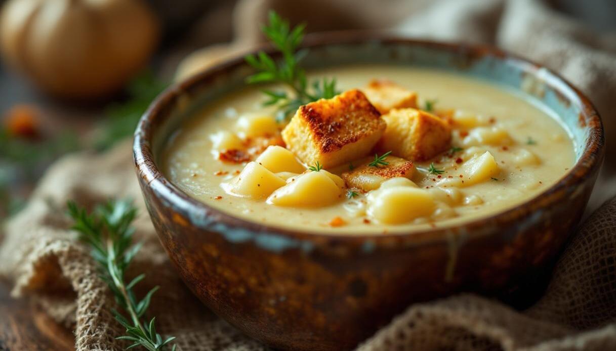 Zuppa di patate e di cipolle