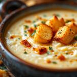 Zuppa di patate e cipolle pronta