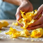 La pulitura dei fiori di zucca