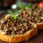 composto di fegatini di pollo sul pane croccante