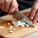 Affettate finemente la cipolla. 