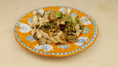 Straccetti di pollo ai funghi e broccoli