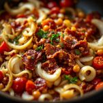 cipolla, pancetta con pomodori