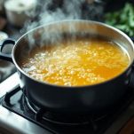 Versate il brodo vegetale in una pentola