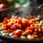 arselle con pomodori in cottura