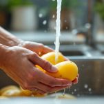 Patate pronte per essere tagliate.