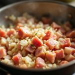 Prosciutto e cipolla in padella