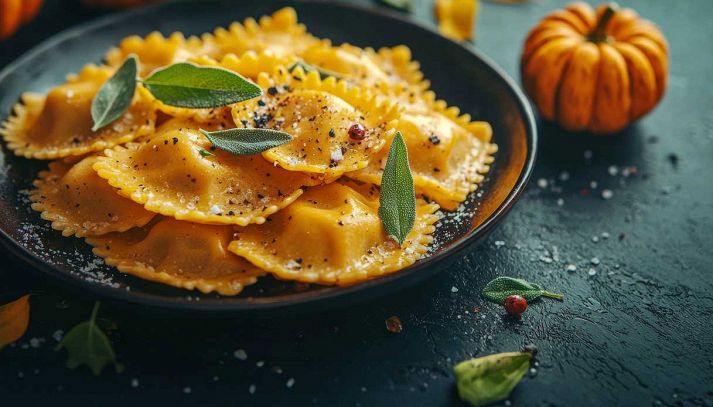 Ravioli di zucca fatti in casa, con il gusto dolce-amaro degli amaretti